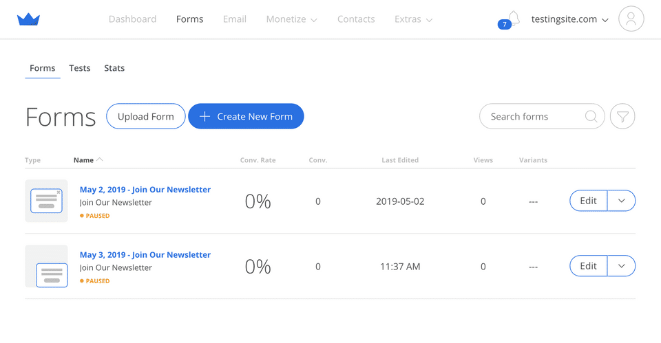 Forms Dashboard