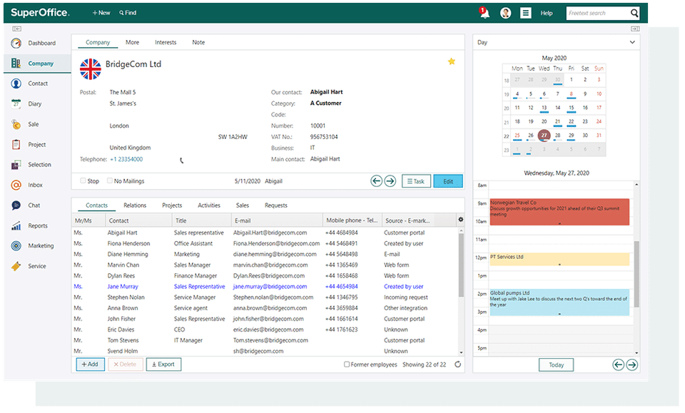  SuperOffice CRM screenshot