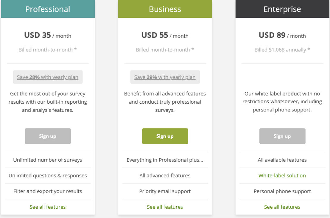 Surveyhero pricing