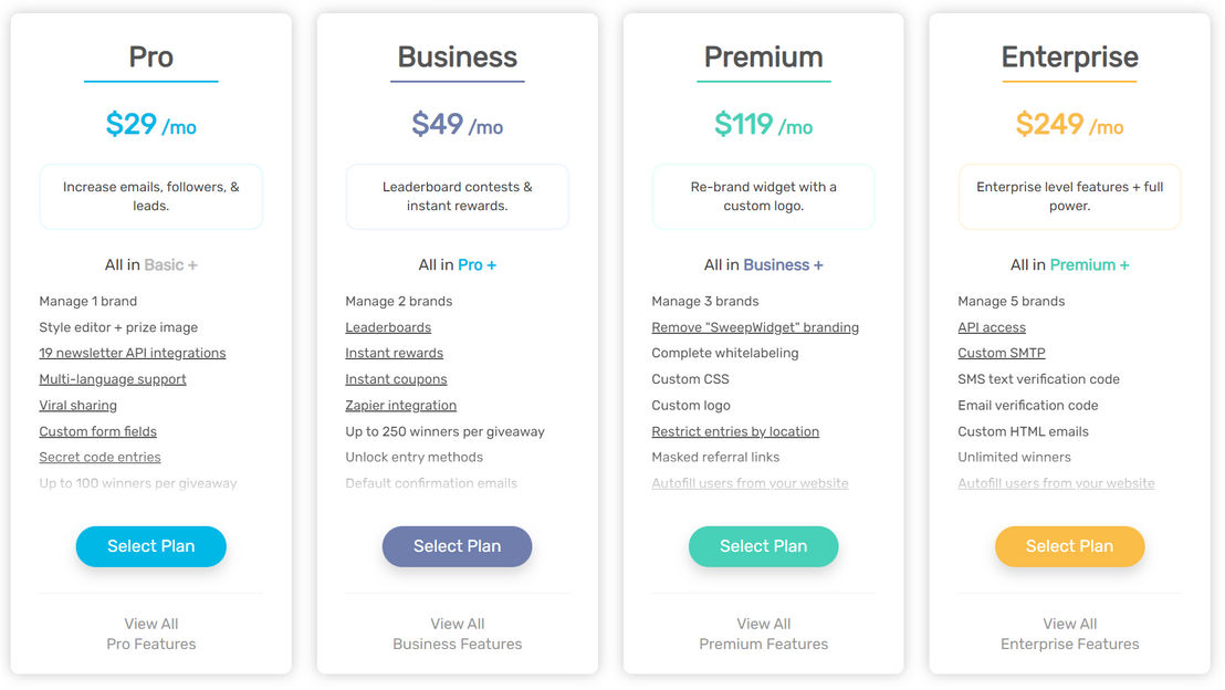 SweepWidget pricing