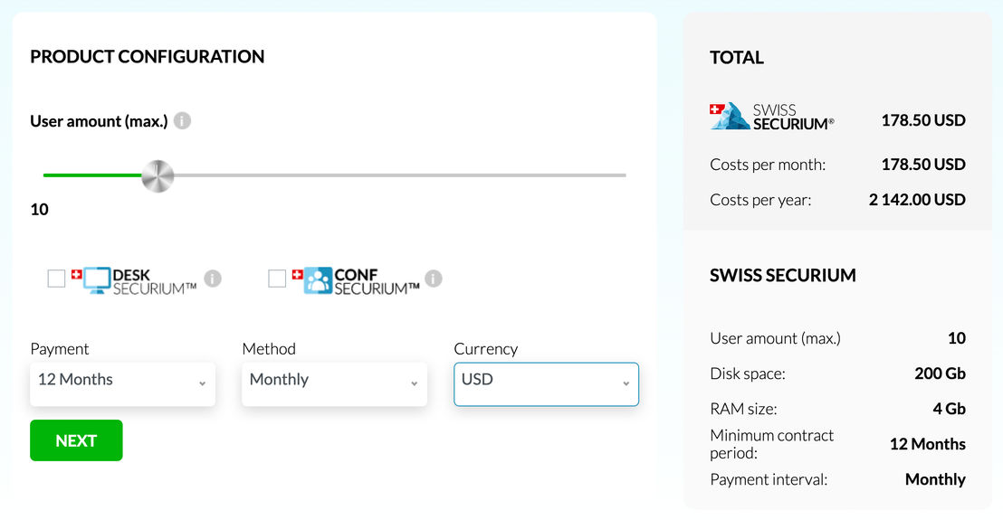 SWISS SECURIUM pricing