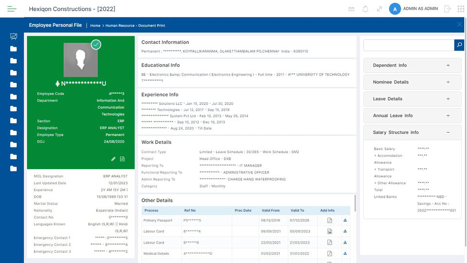 Employee Personal File