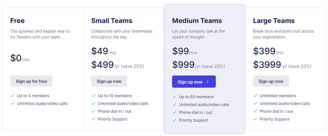 tandem pricing