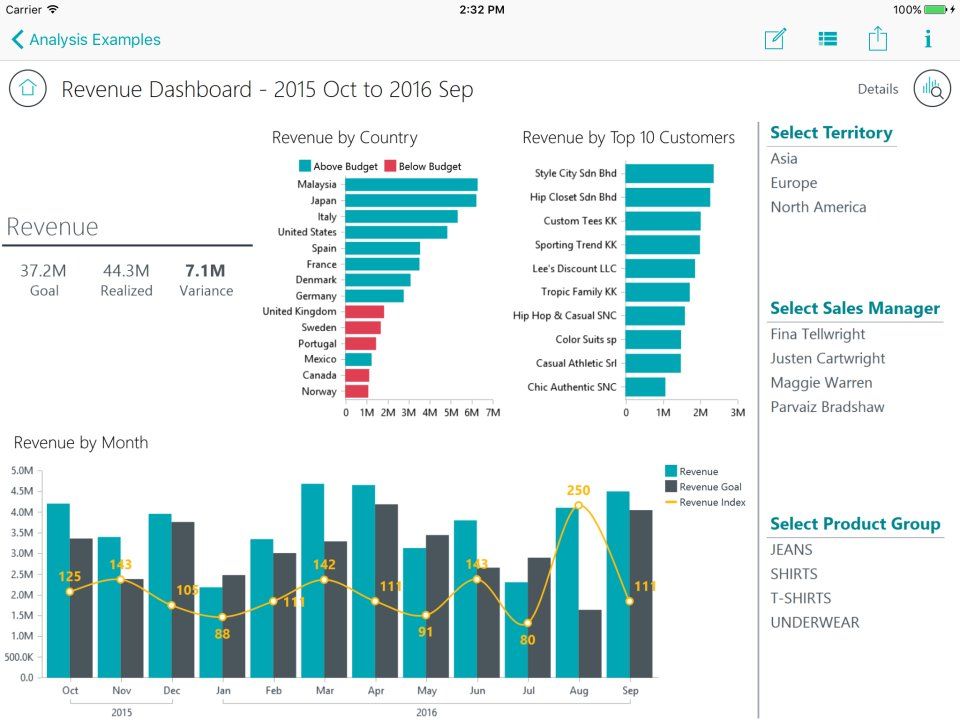 TARGIT Decision Suite : Dashboard screenshot