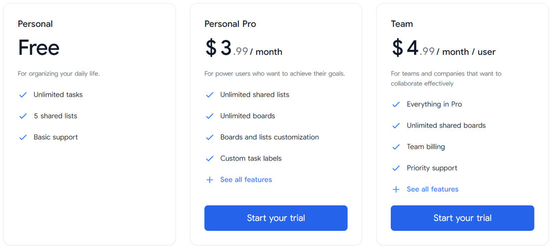 TasksBoard pricing