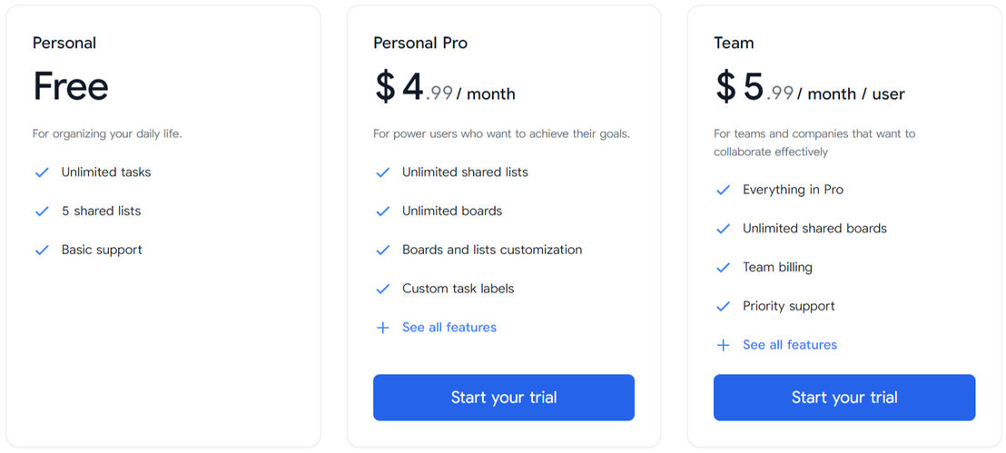 TasksBoard pricing