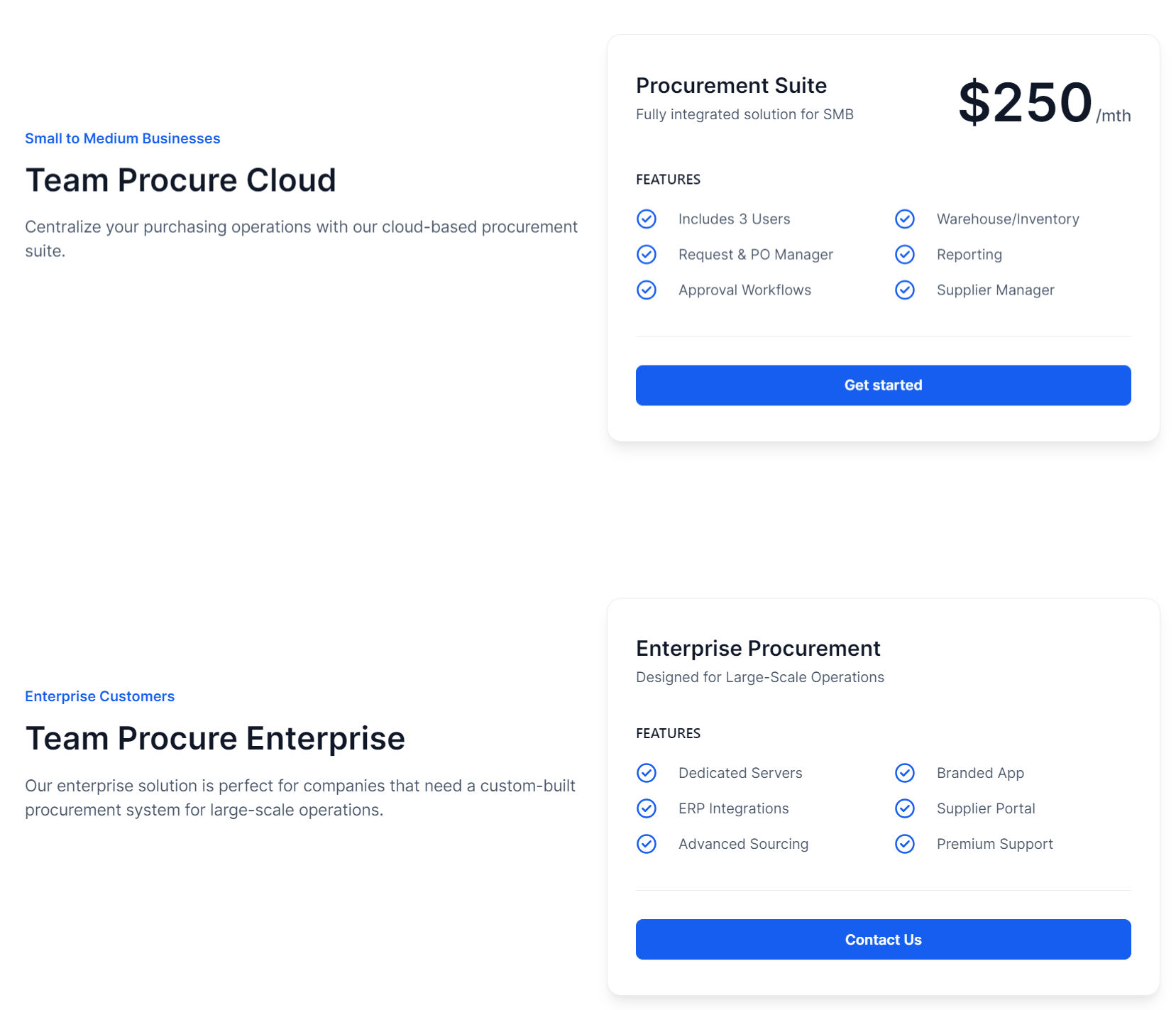 Team Procure pricing