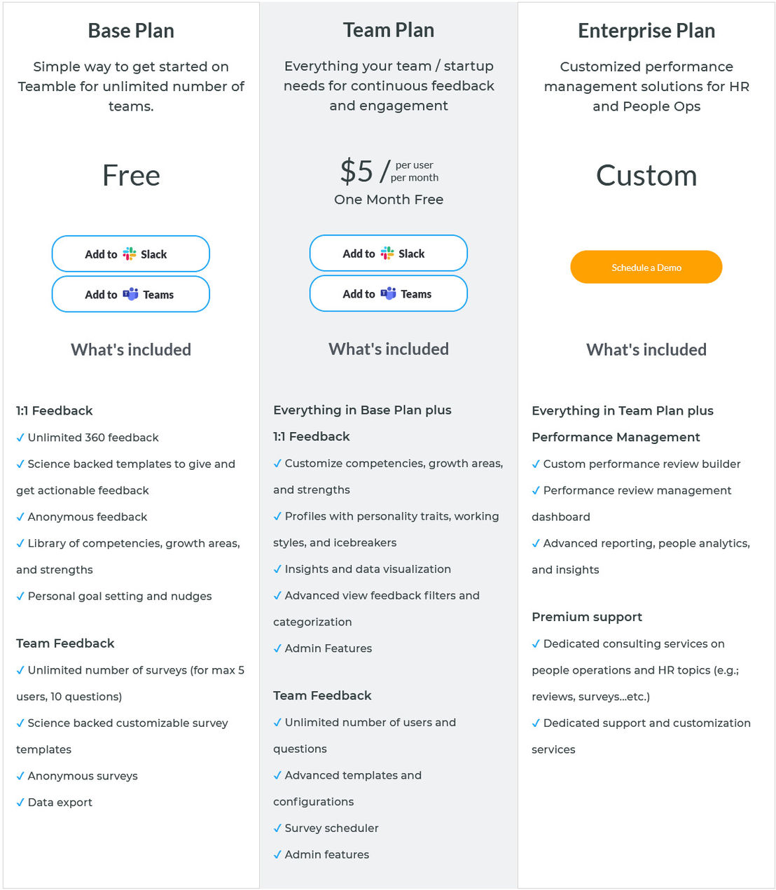 Teamble pricing