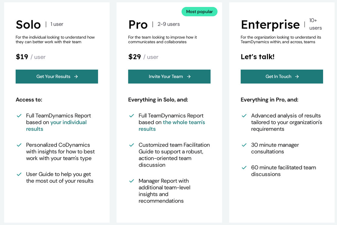 TeamDynamics pricing