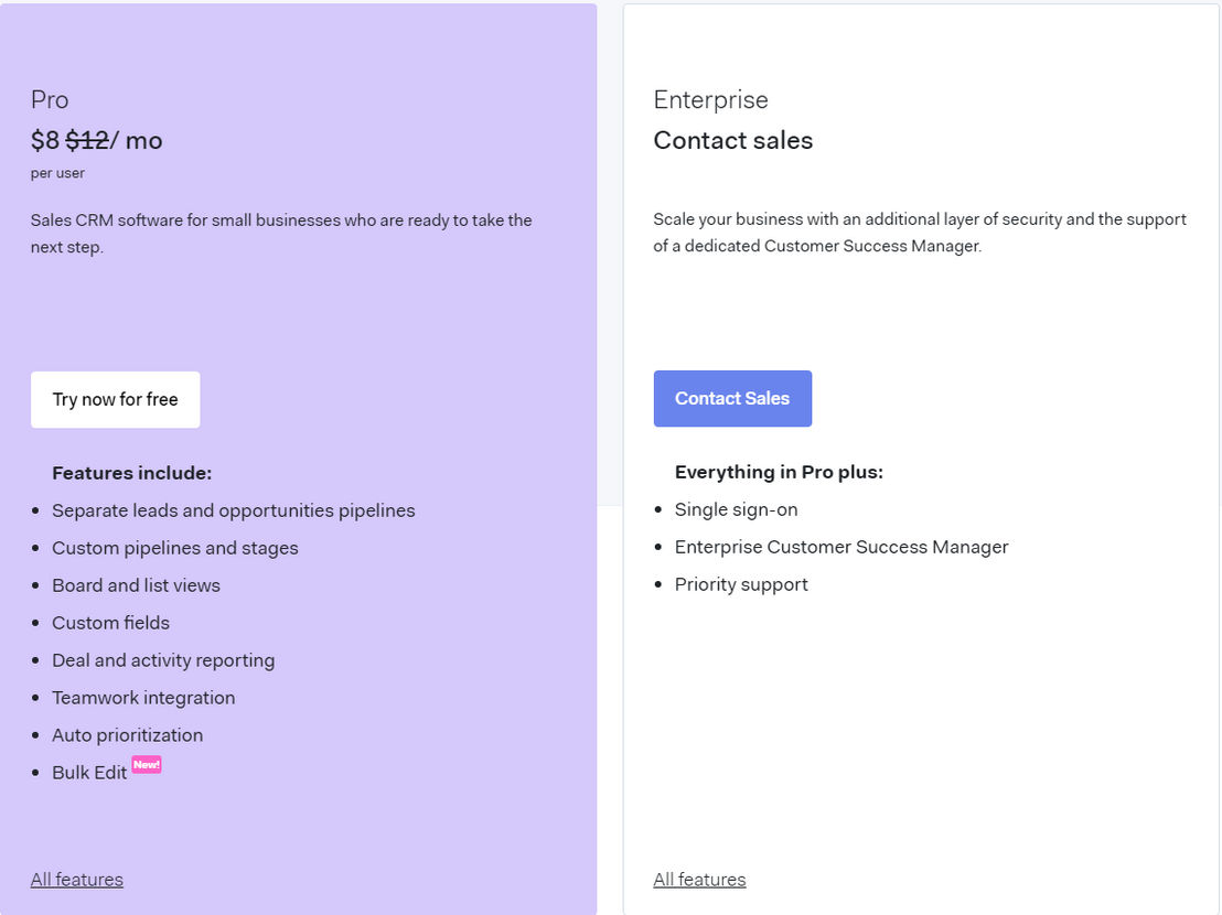 Teamwork CRM pricing