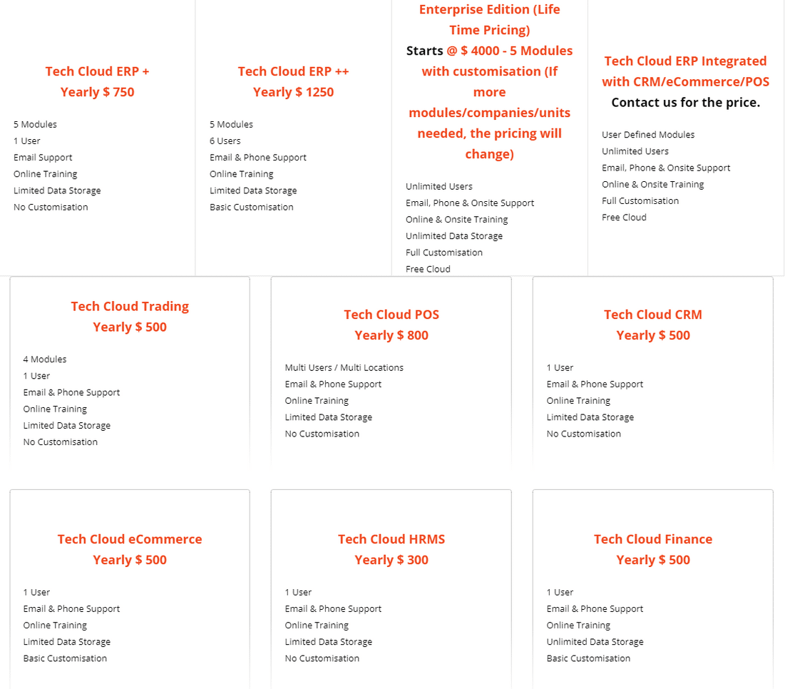 tech-cloud-erp pricing