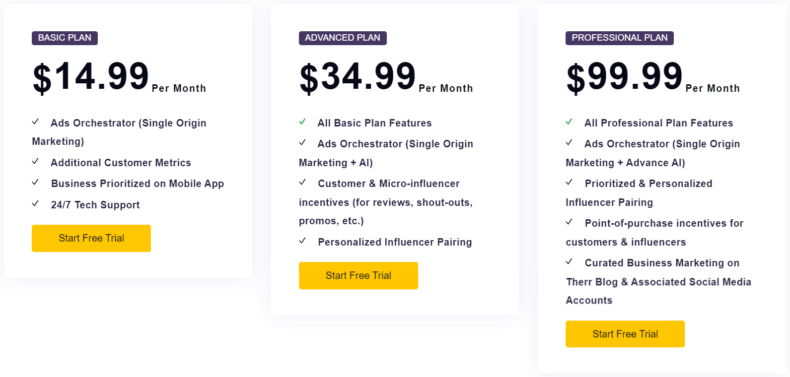 Therr for Business pricing