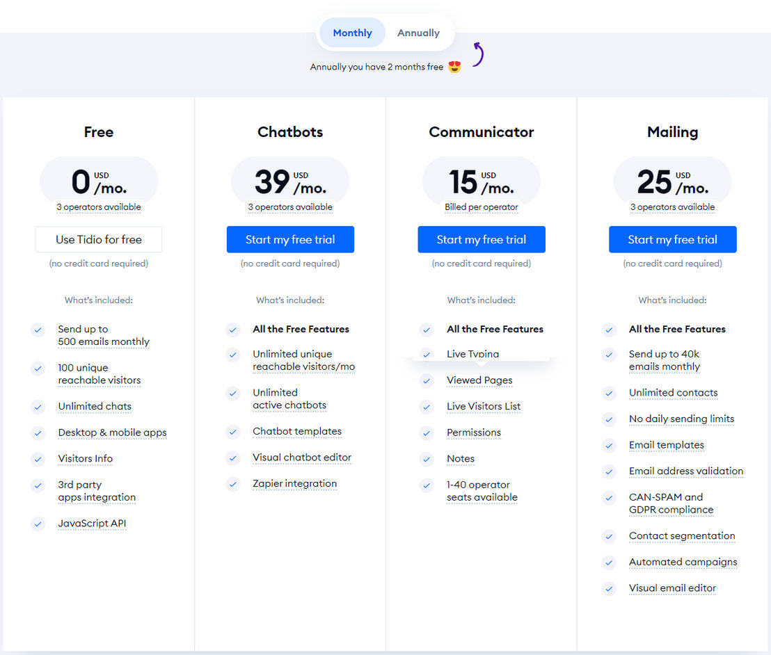 Tidio Chat pricing