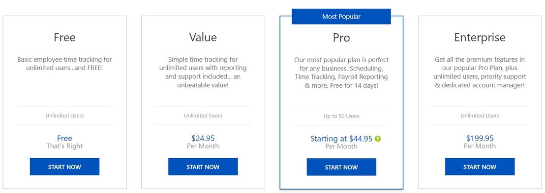 Time Clock Wizard pricing