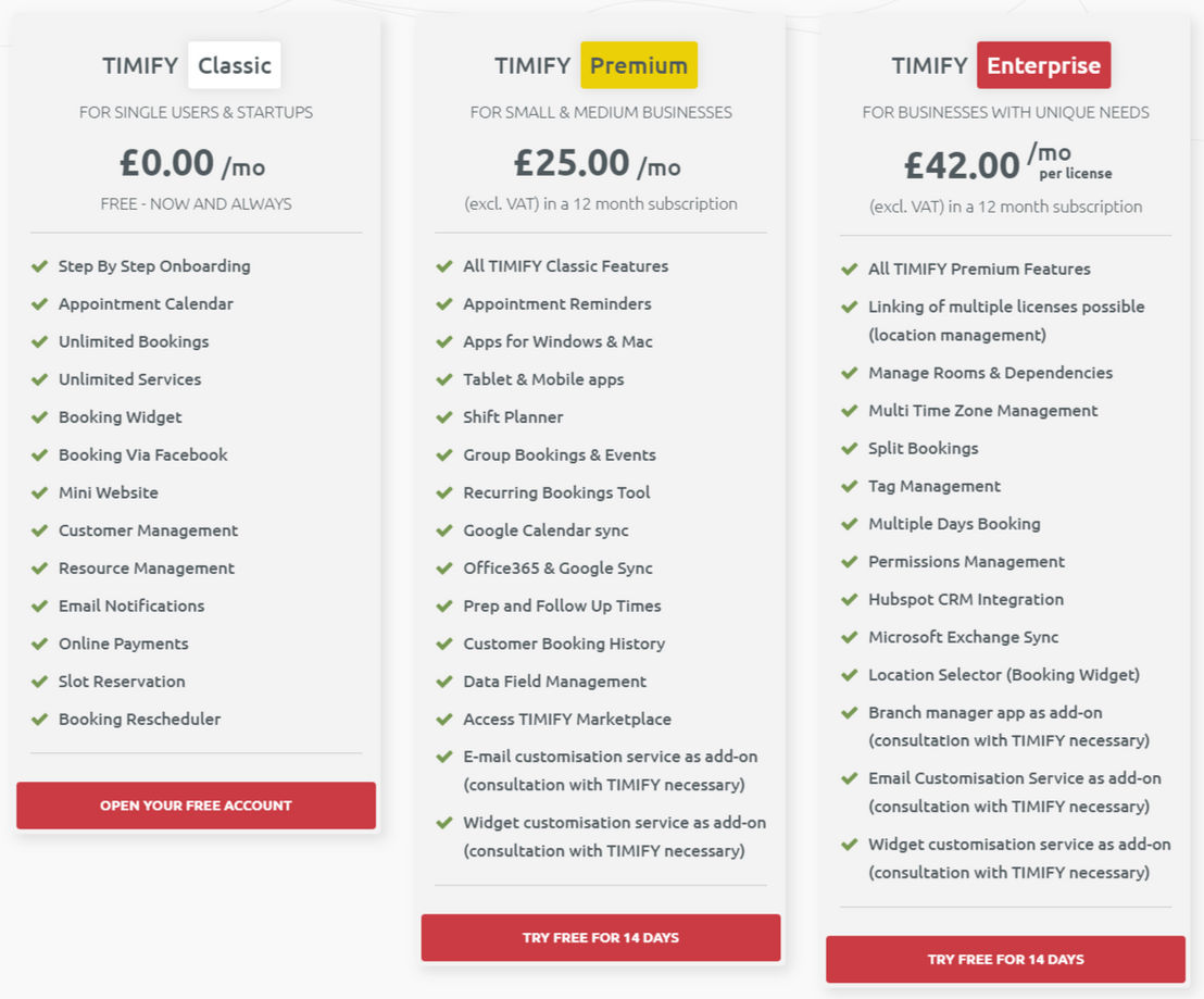 timify pricing