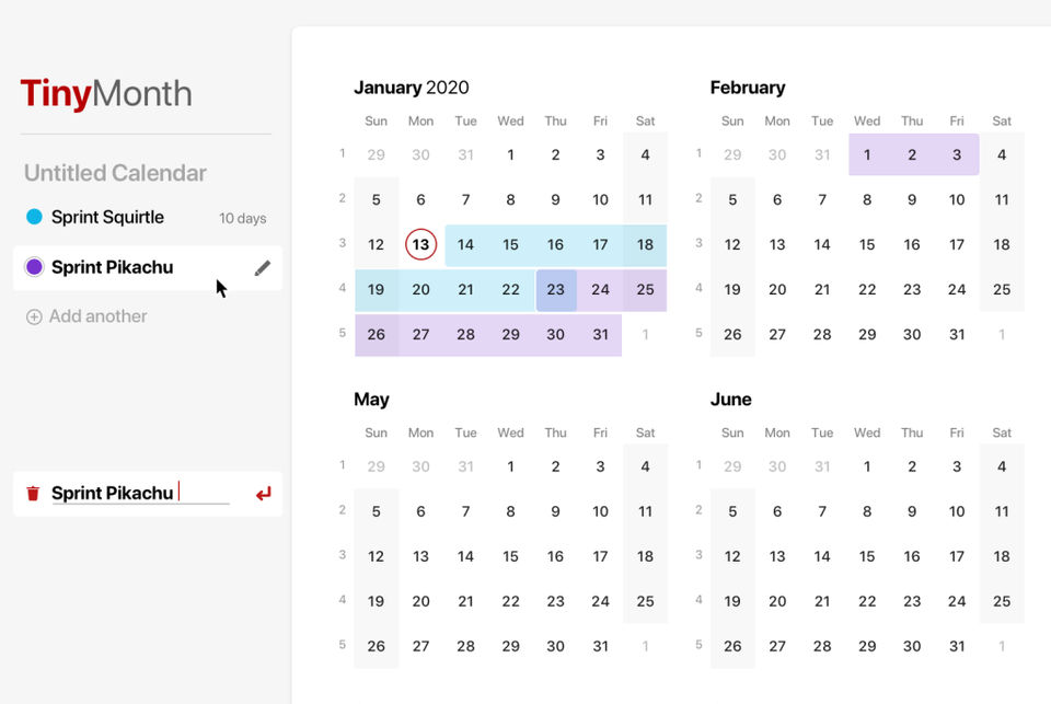 TinyMonth : Calendar screenshot