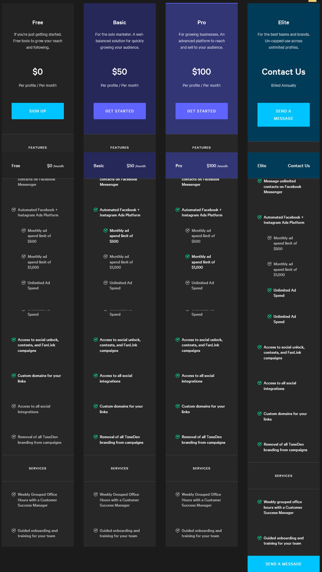 ToneDen pricing