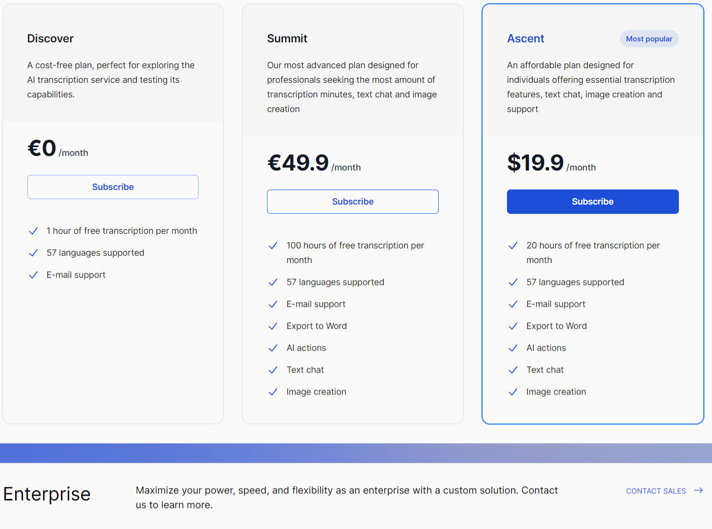 Transkribieren pricing