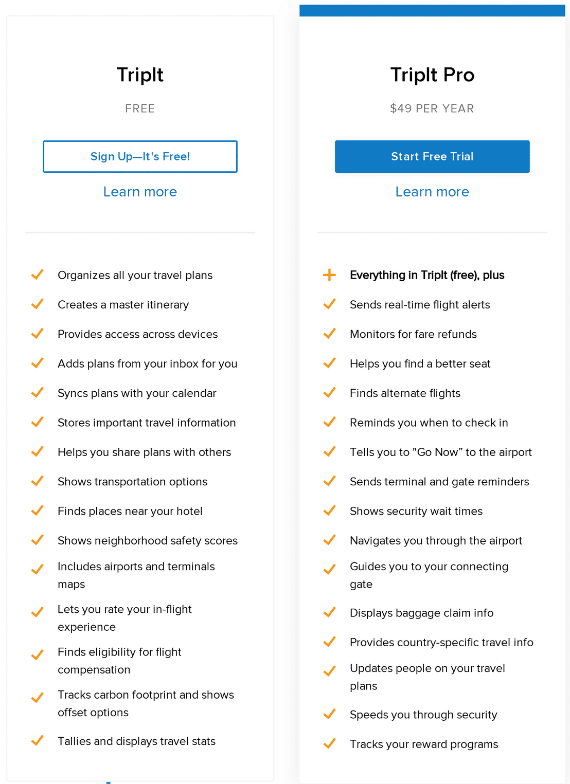 tripit pricing