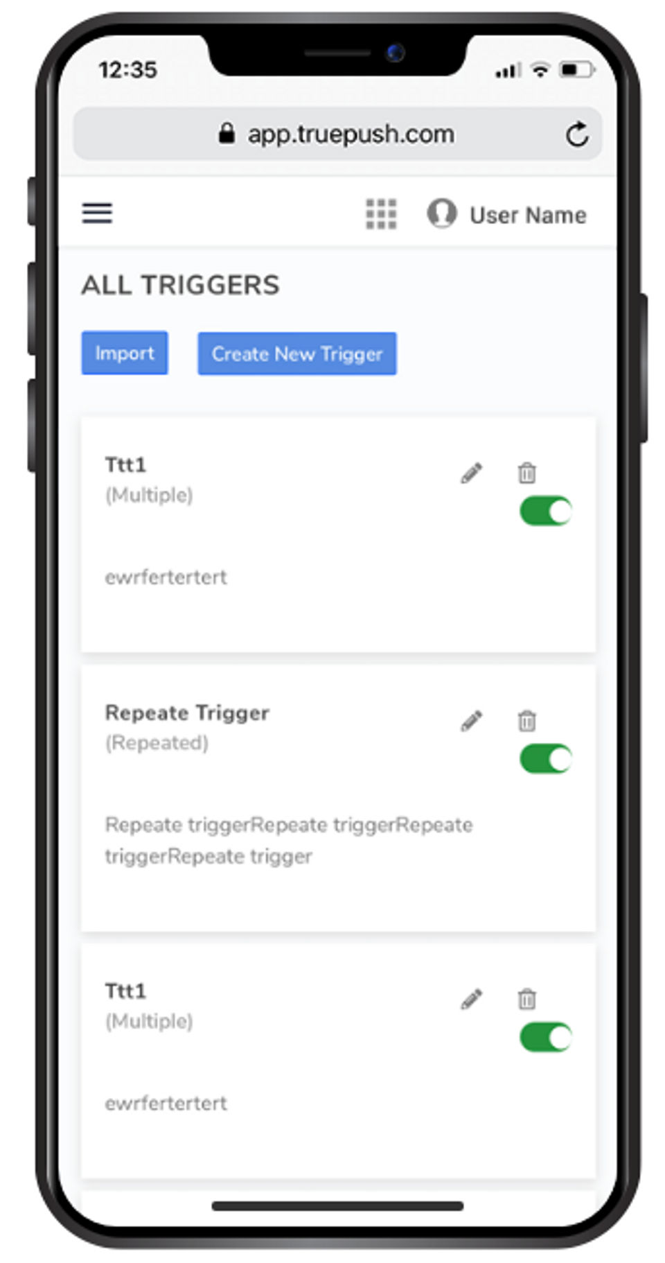 Truepush : Triggers screenshot-thumb