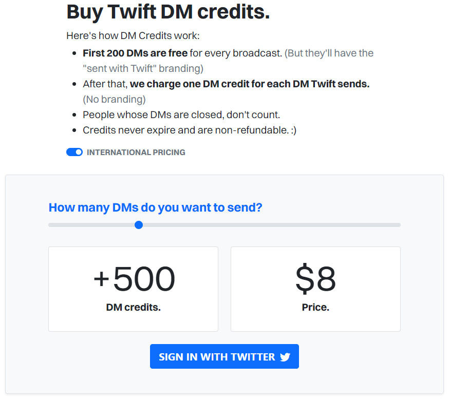 Twift pricing