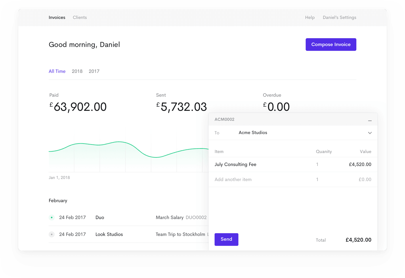 TwoCards : Invoice screenshot