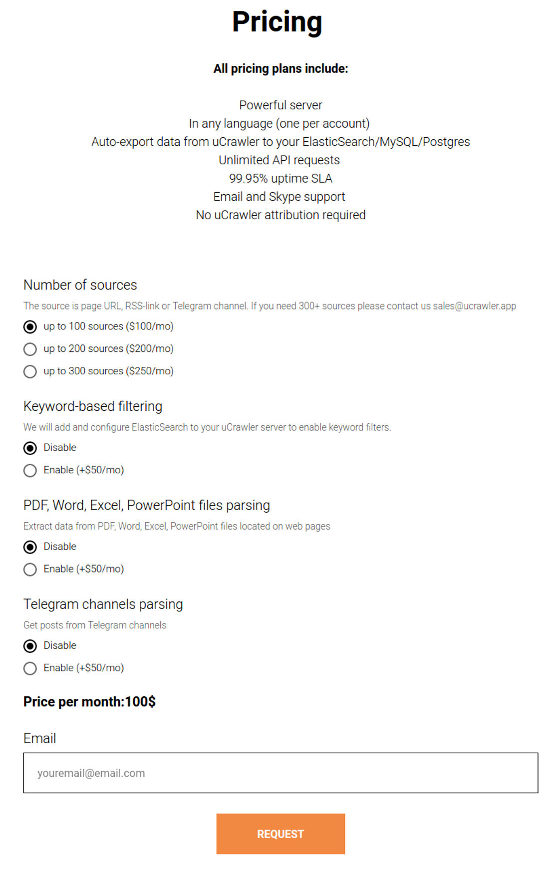 uCrawler pricing