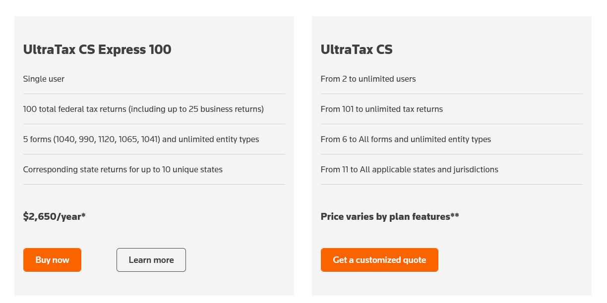 UltraTax CS pricing