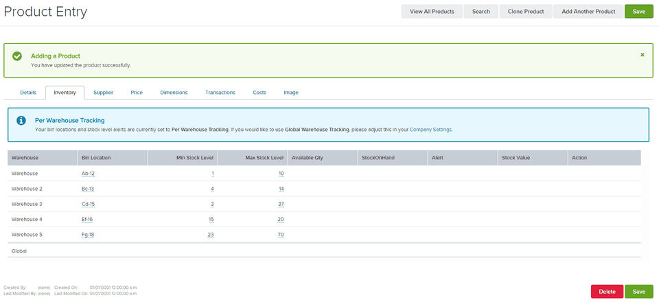 Product Entry