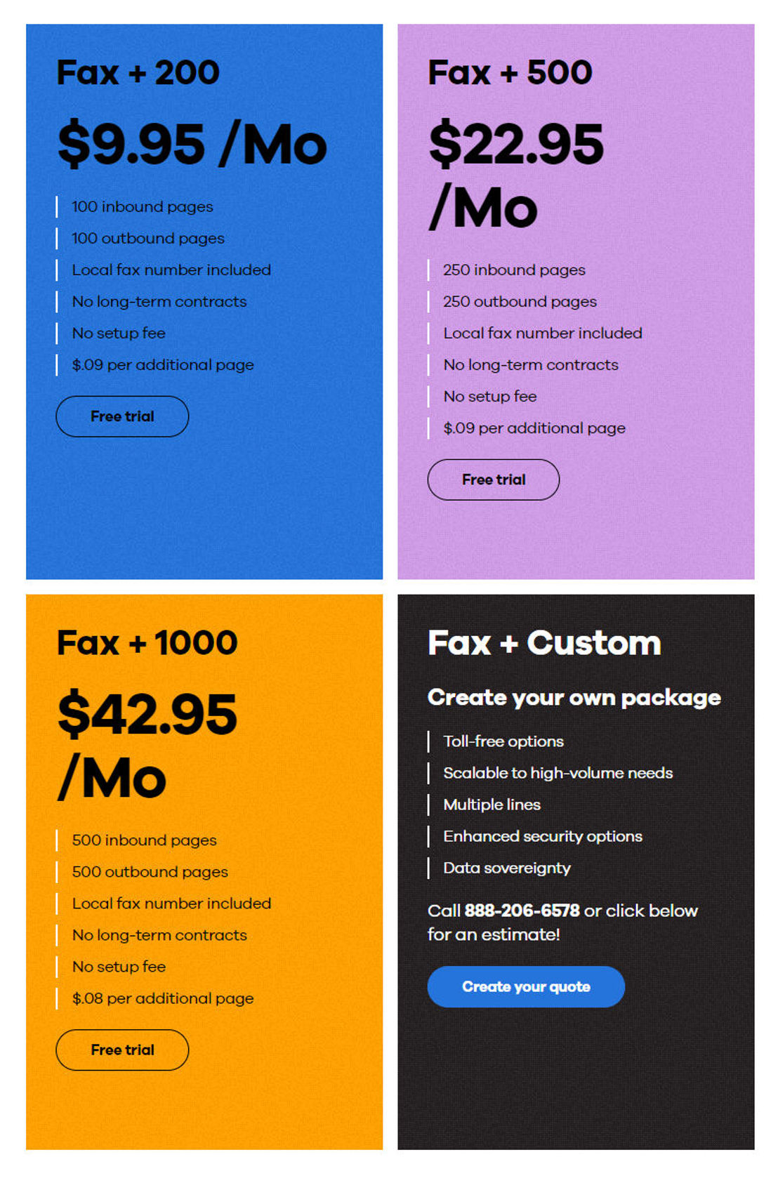 Upland InterFAX pricing