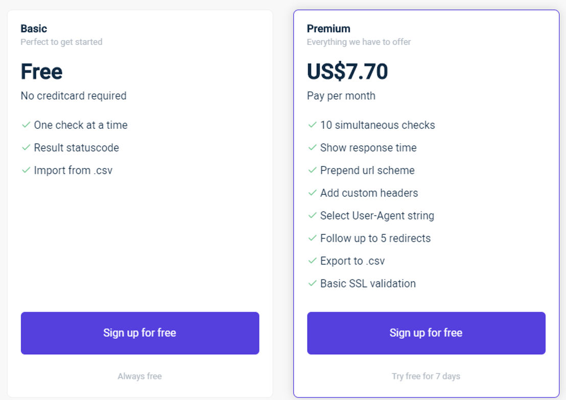 Urlcheckr pricing