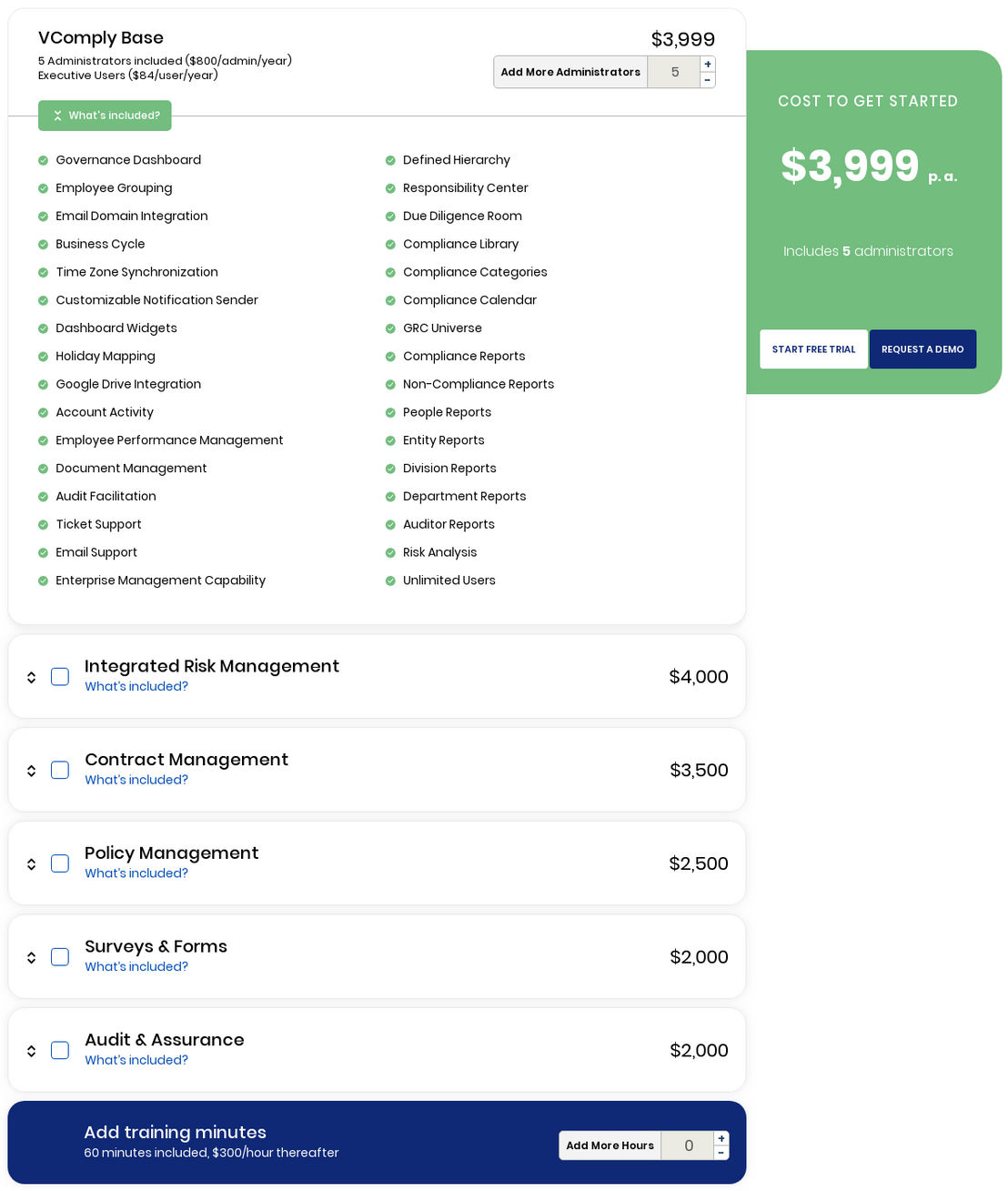 VComply pricing