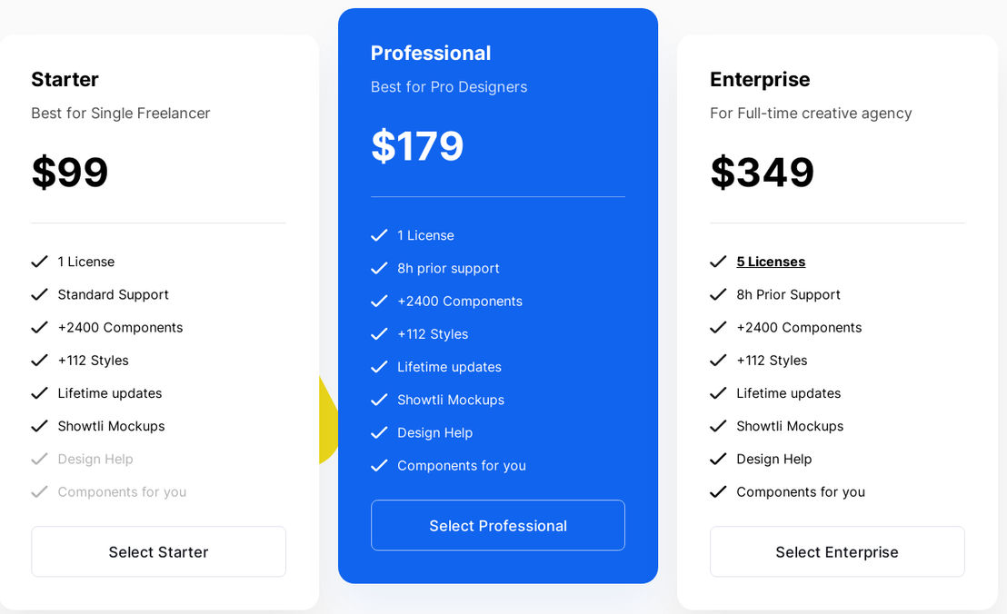 Vector UI pricing