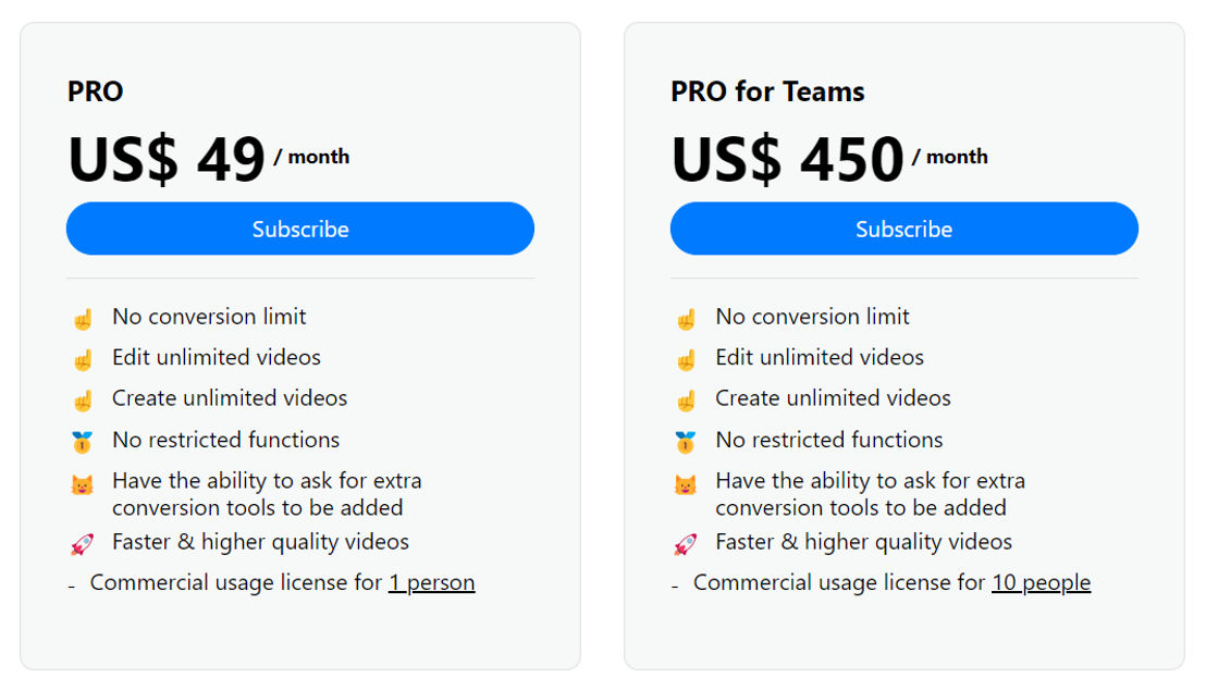 Video Editor AI pricing