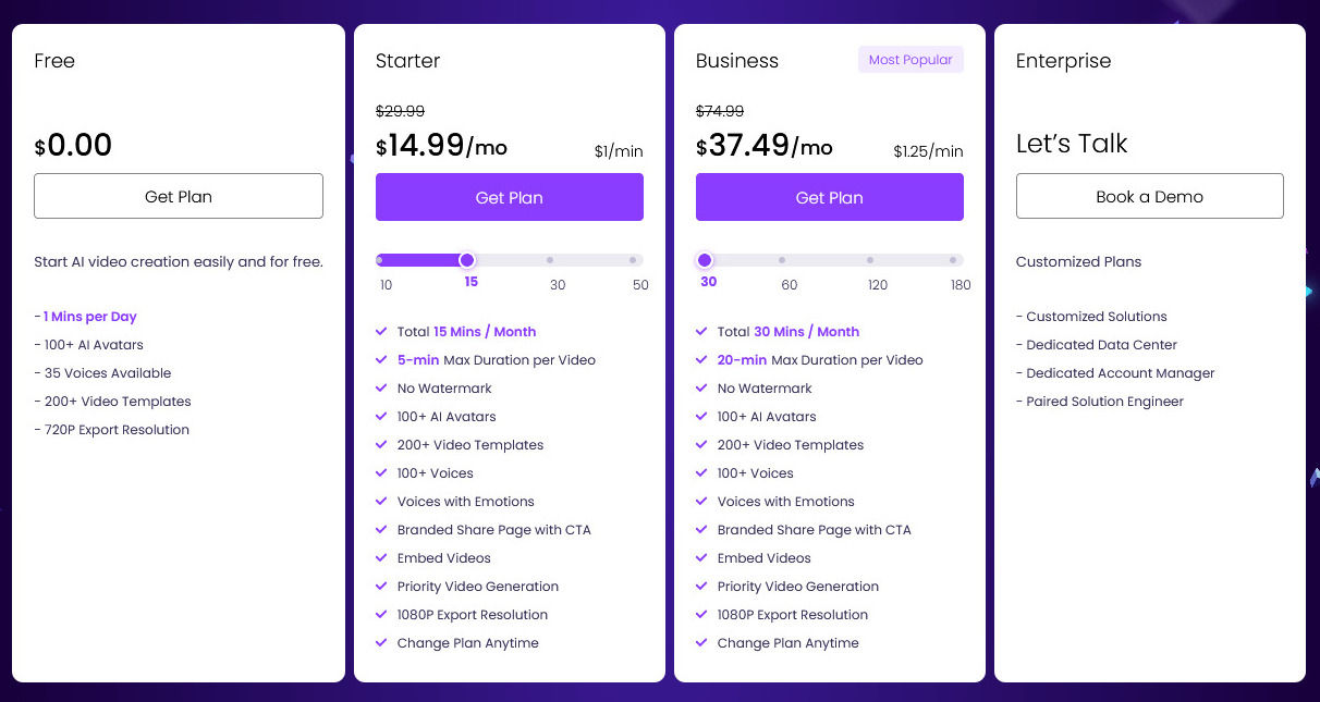 Vidnoz AI pricing