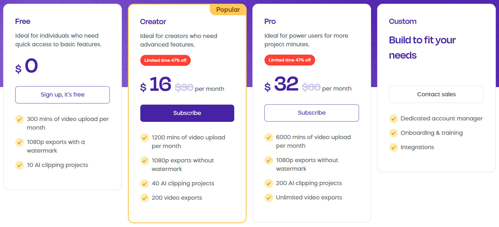 Vizard pricing