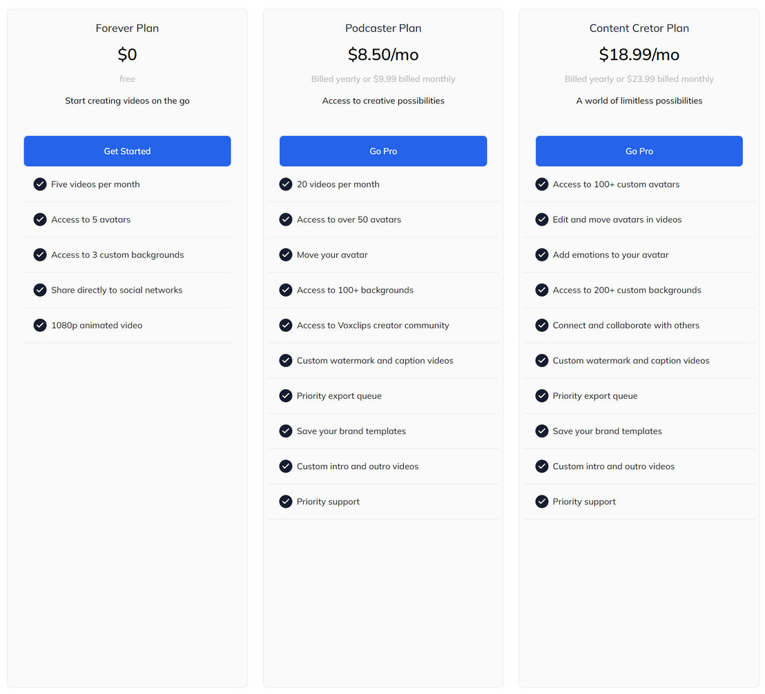 Voxclips pricing