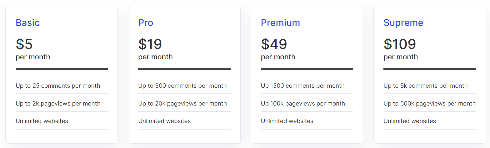 Webflow Comments Section App pricing