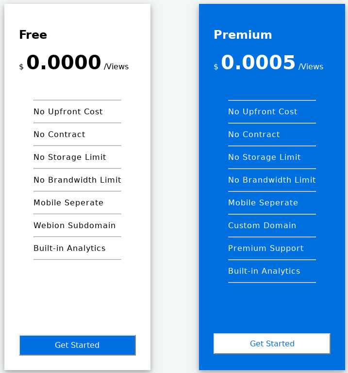 Webion pricing