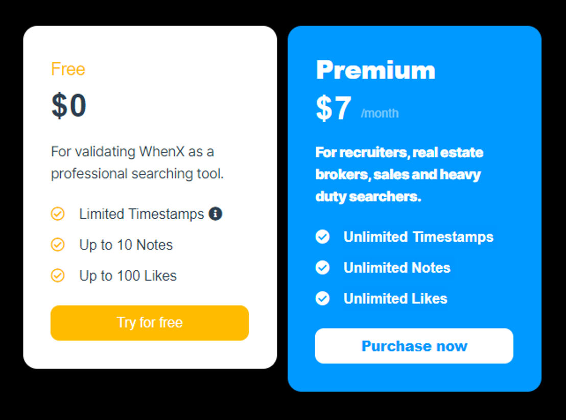 WhenX pricing