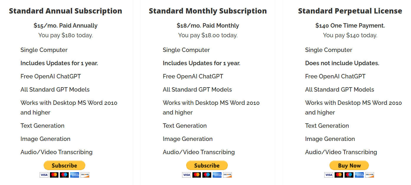 Word Express pricing