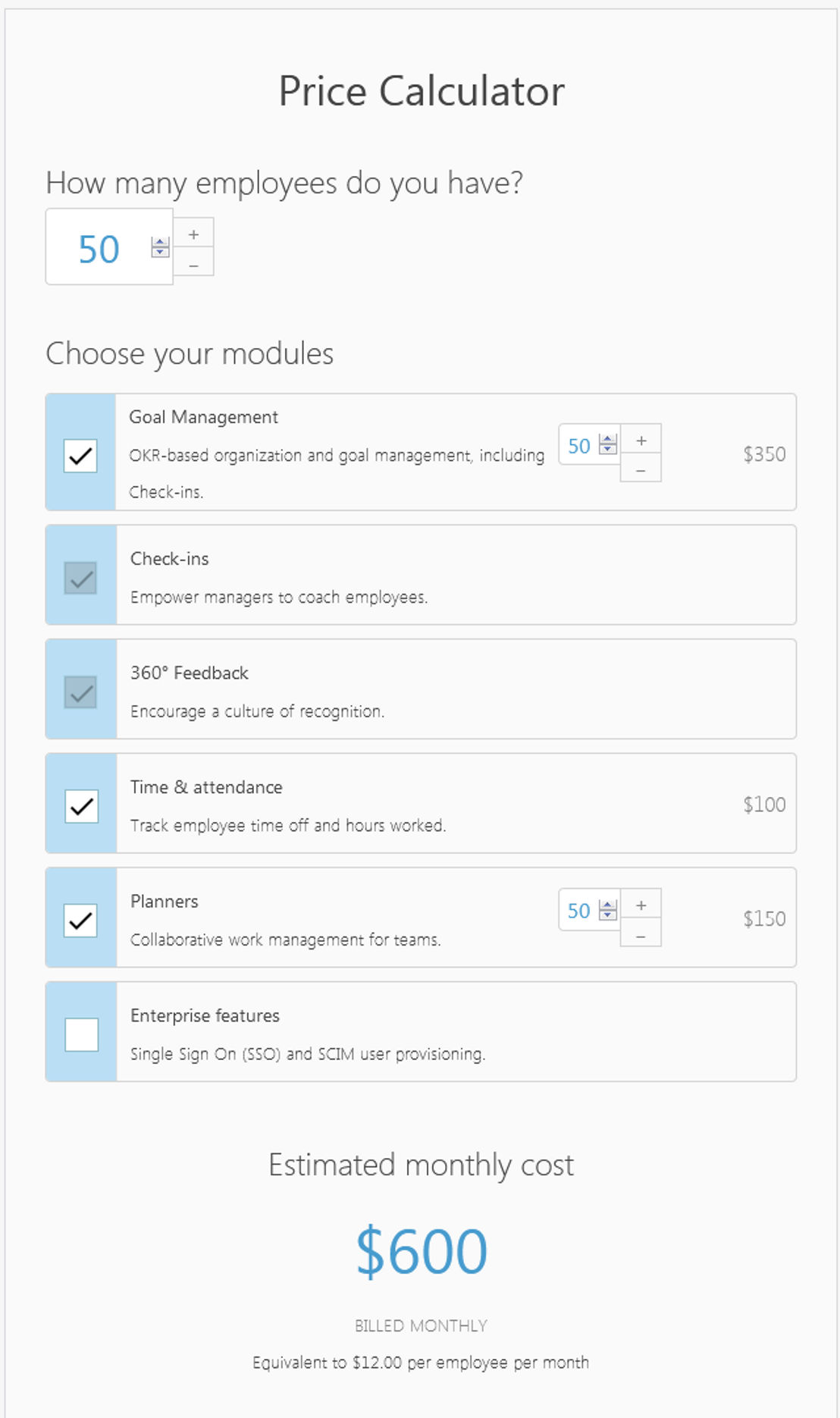 workteam pricing