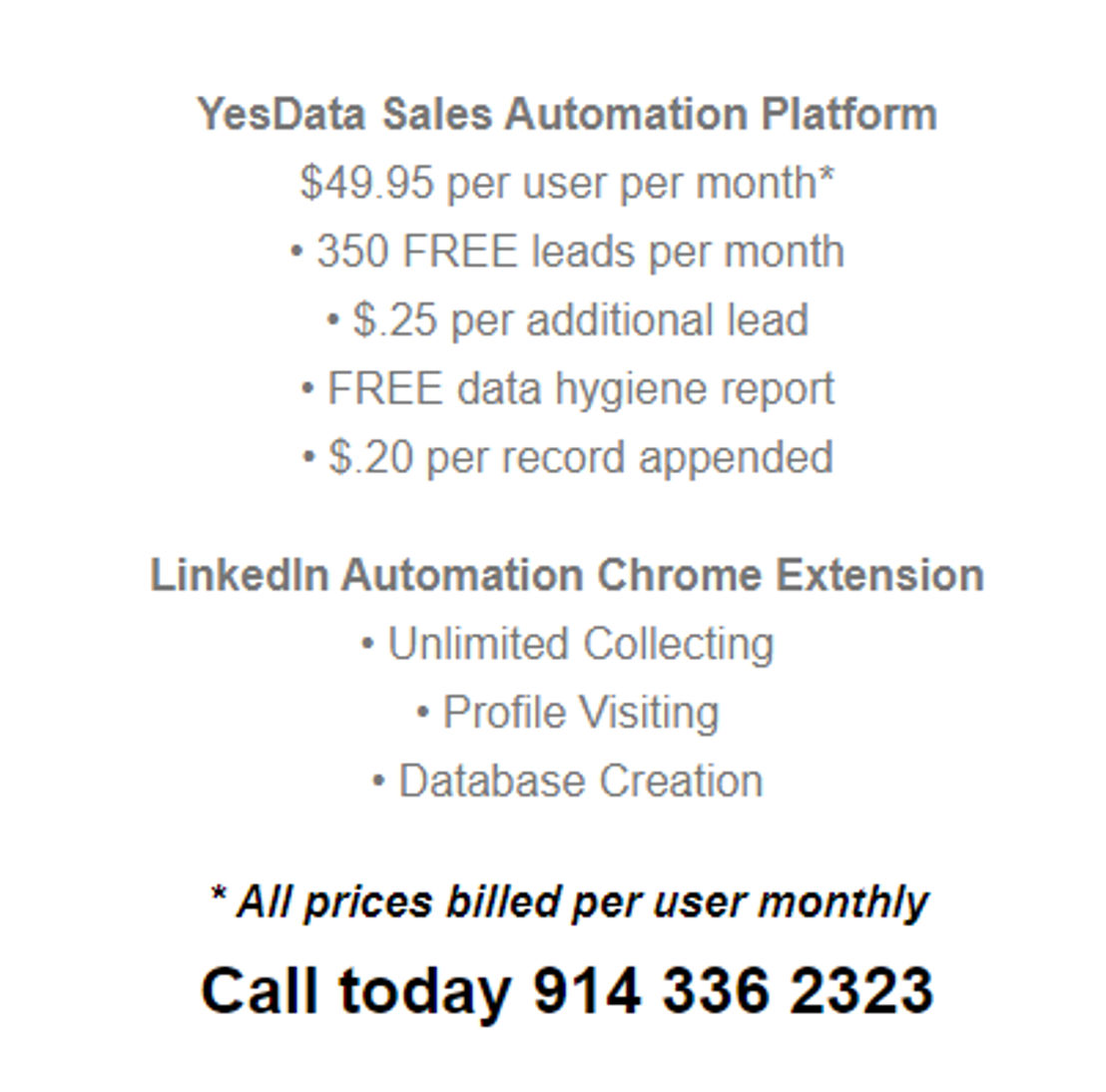 YesData pricing