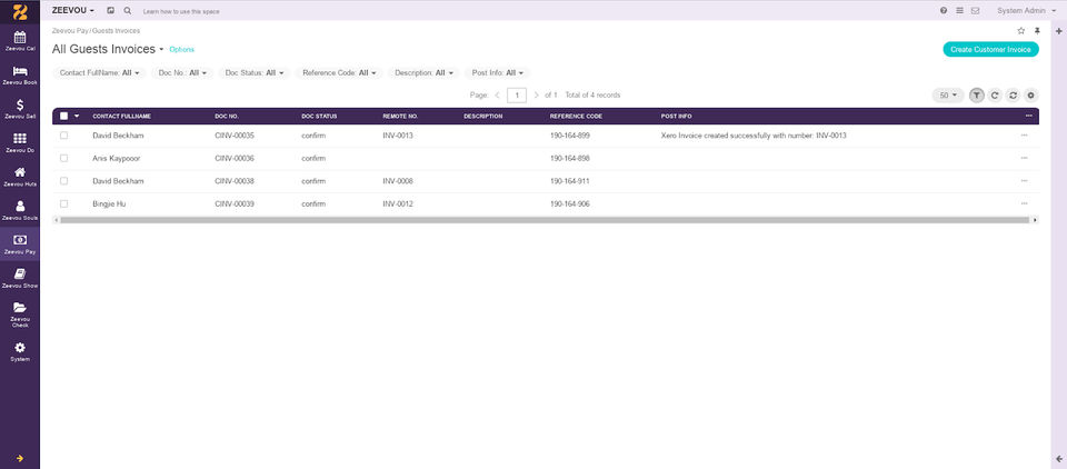 Guests Invoices