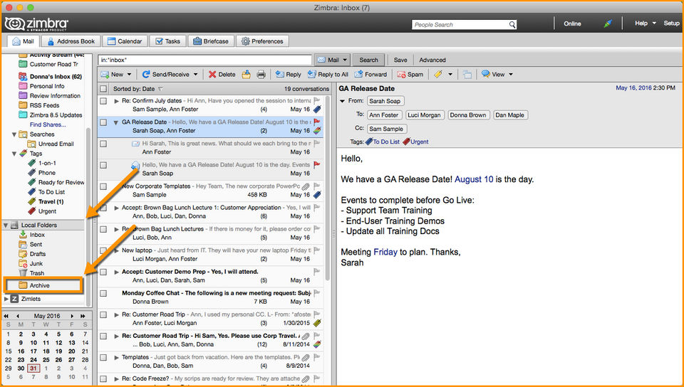  Archive your email with Zimbra Desktop