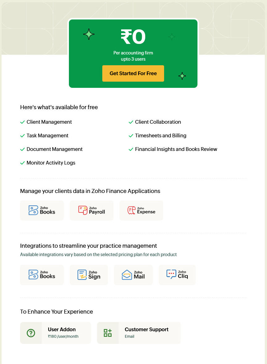 Zoho Practice pricing