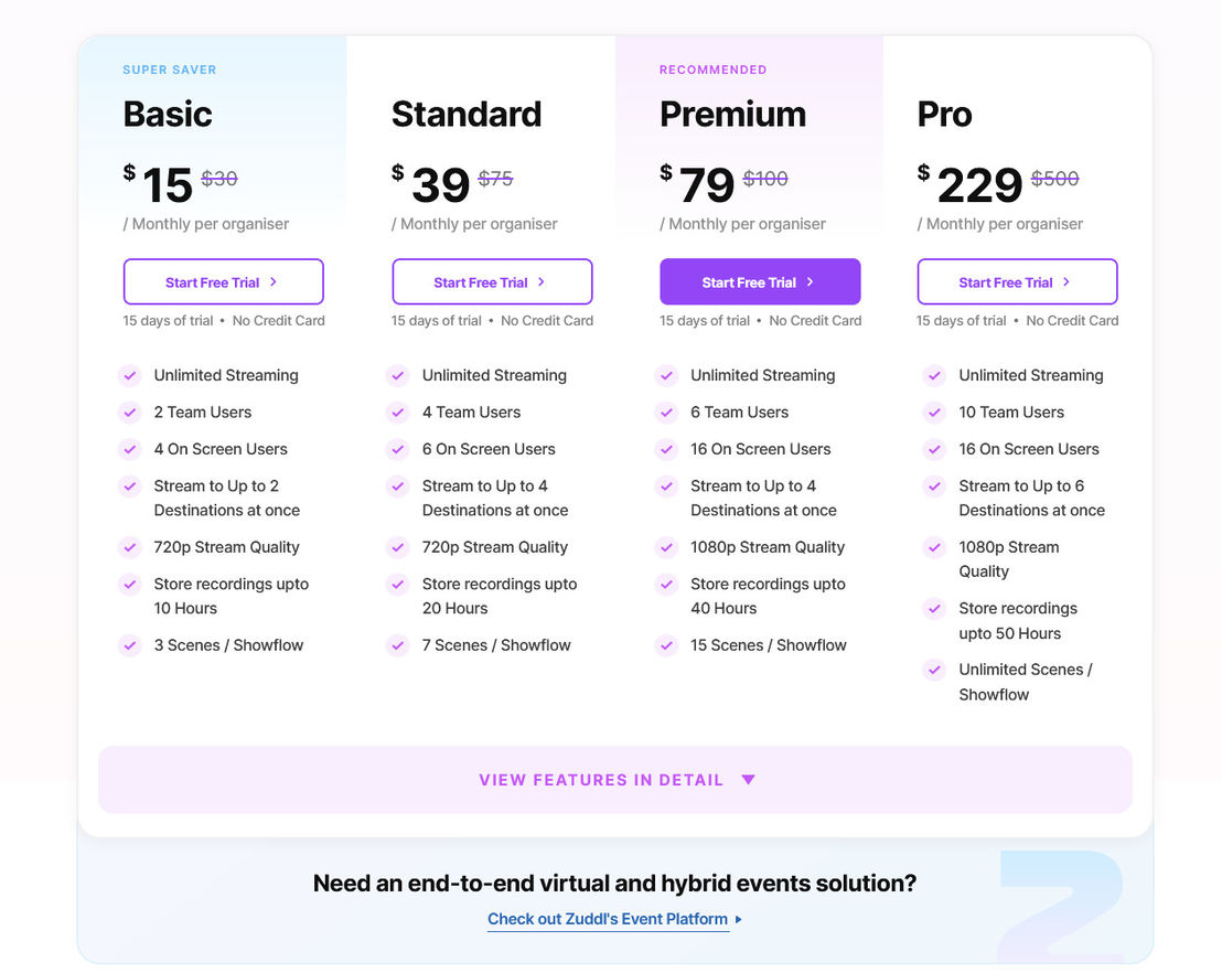 Zuddl Studio pricing